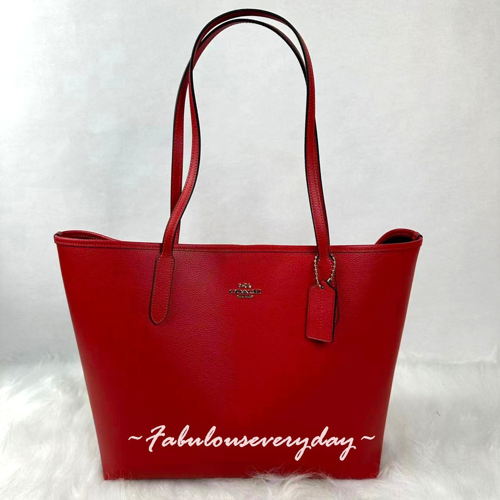 Coach City Tote Shoulder Bag In Leather/Gold/Bright Cardinal CR111 NWT